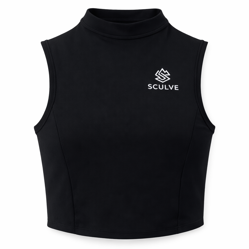 Sculpt Mock Neck Black Top