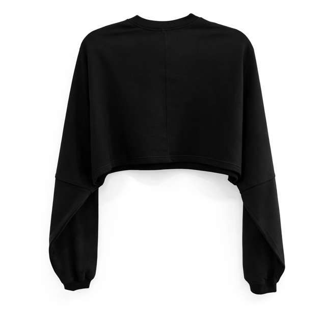 Cropped Oversized Cotton Black T-shirt