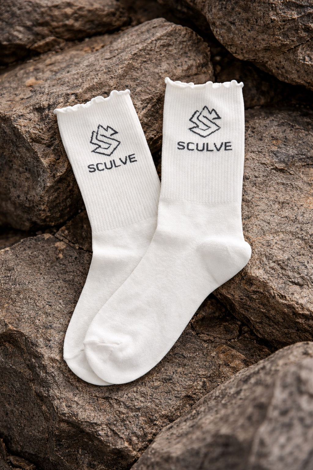 Ruffle White Crew Socks