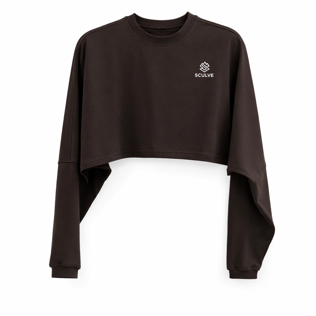 Cropped Oversized Cotton Brown T-shirt