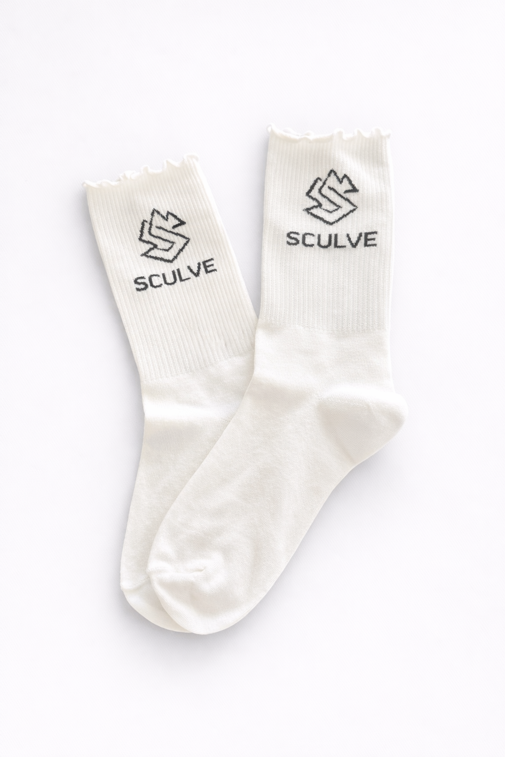 Ruffle White Crew Socks