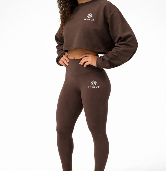 Cropped Oversized Cotton Brown T-shirt