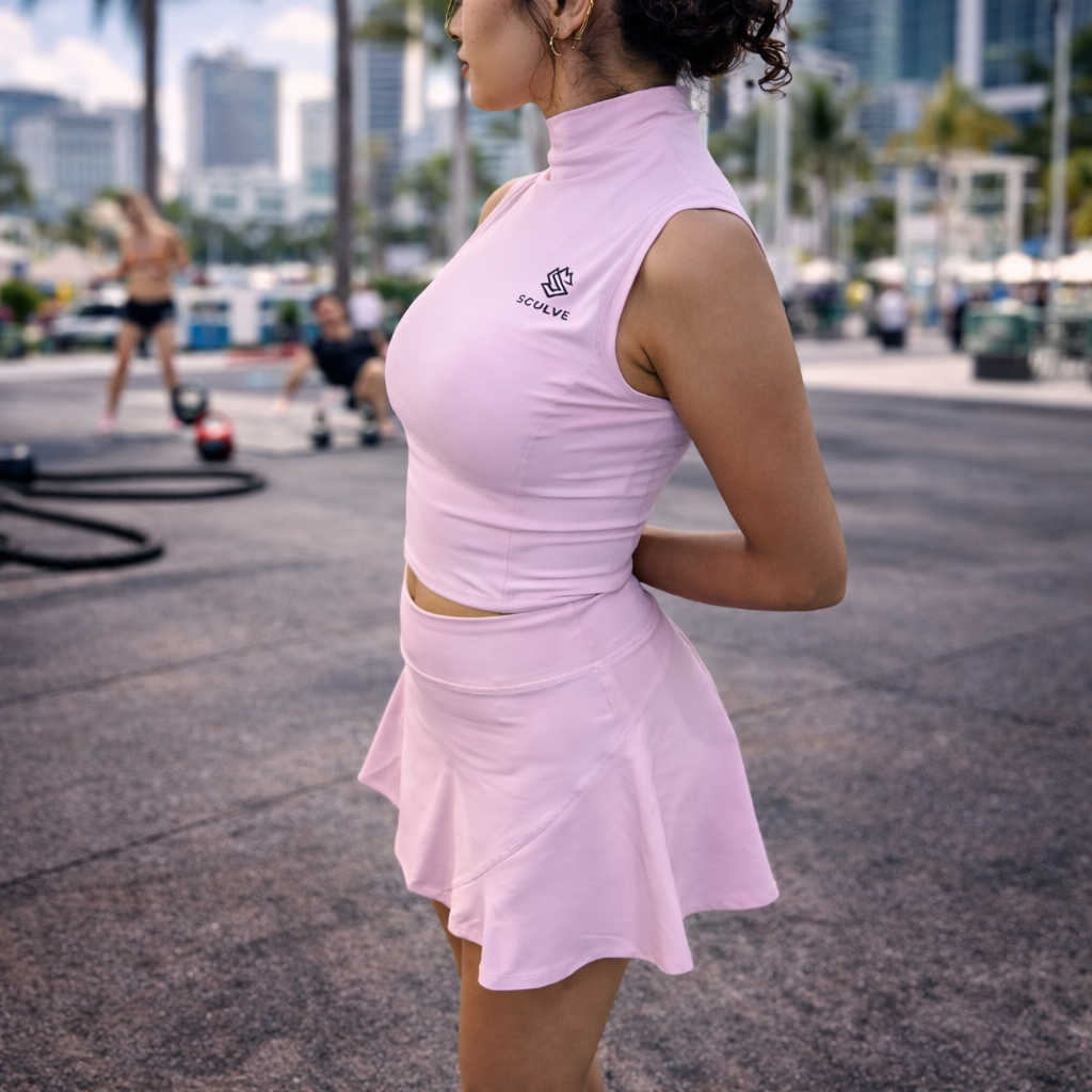 Sculpt Mock Neck Pink Top