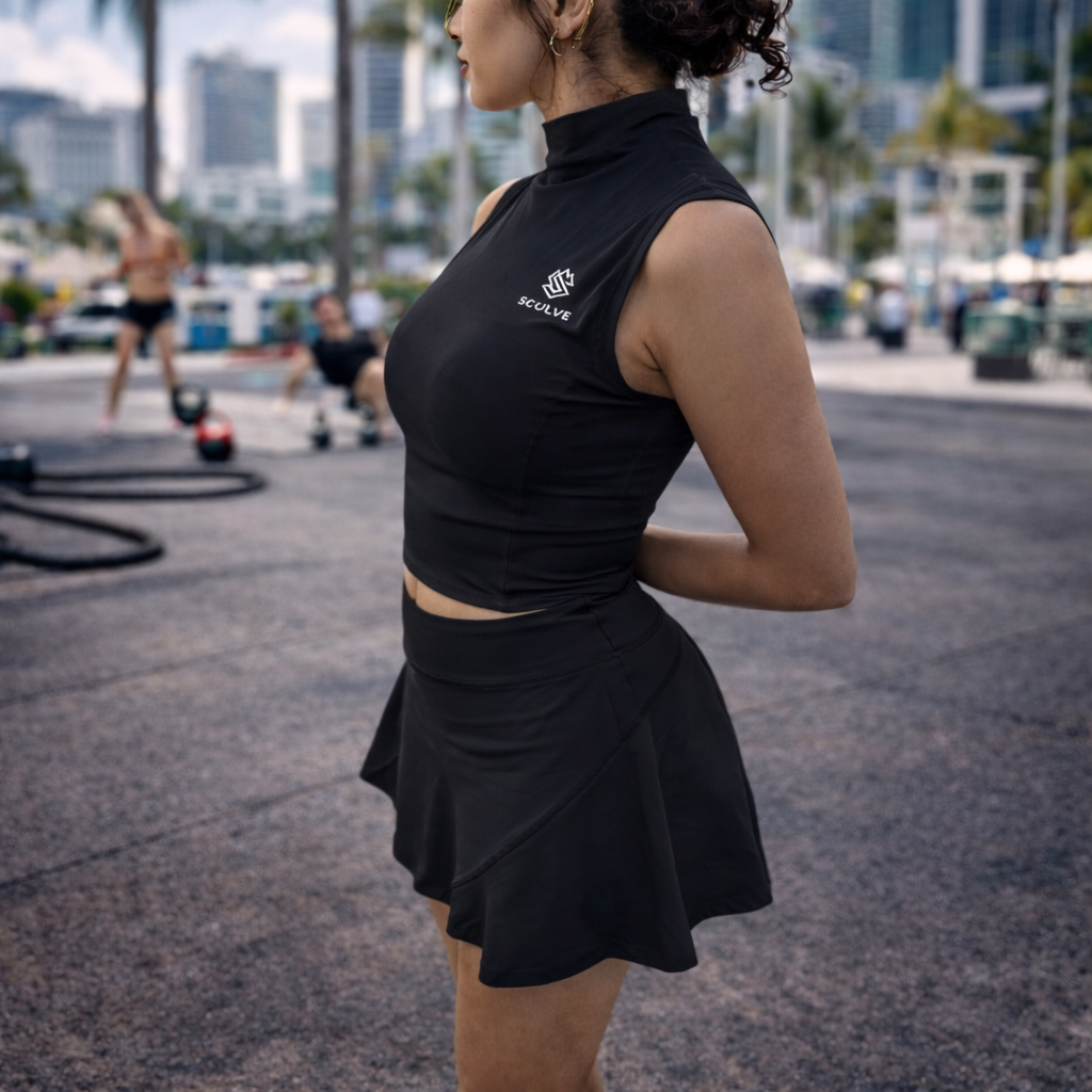 Sculpt Mock Neck Black Top