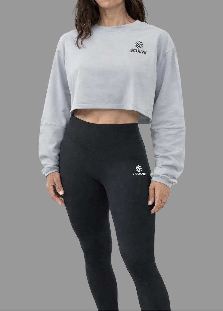 Cropped Oversized Gray Cotton T-shirt