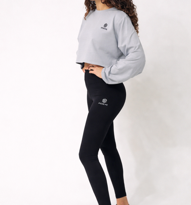 Cropped Oversized Gray Cotton T-shirt