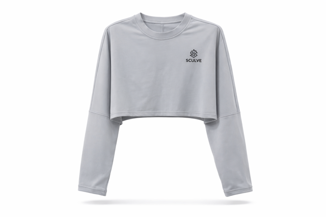 Cropped Oversized Gray Cotton T-shirt